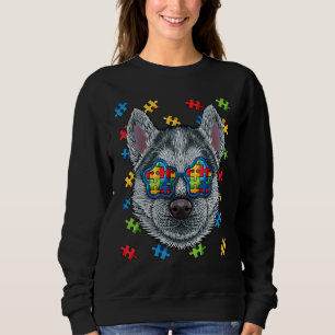 Sweatshirt Sensibilisation sur l'autisme Husky Puzzle Lunette