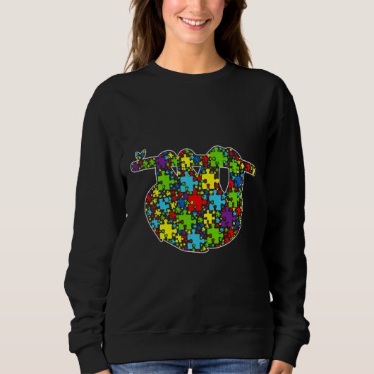 Sweatshirt Sensibilisation sur l'autisme mignonne Sloth Puzzl (Devant)