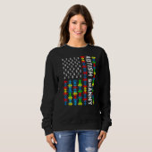 Sweatshirt Sensibilisation sur l'autisme rétro Drapeau améric (Devant entier)