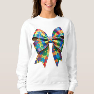 Sweatshirt Sensibilisation sur l'autisme Ruban Coquette Bow