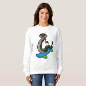 Sweatshirt Serpent comme patineur avec skateboard (Devant entier)