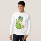 Sweatshirt Serpent comme plongeur avec tuba (Devant entier)