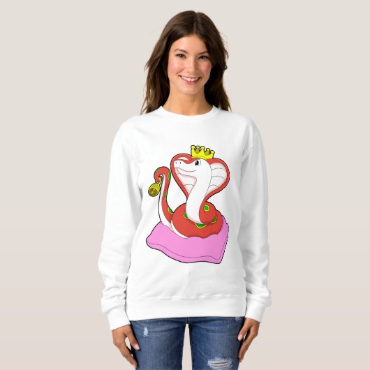 Sweatshirt Serpent comme roi avec Couronne (Devant entier)