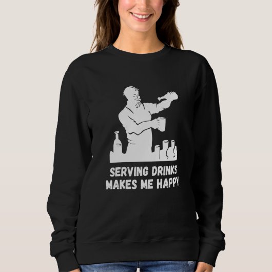 Sweatshirt Serving Drinks Happy Bartender Mixologist Intoxico (Devant)