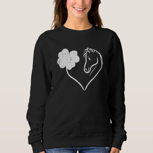 Sweatshirt Shamrock Coeur Cheval C Jour de la Saint Patrick F (Devant)