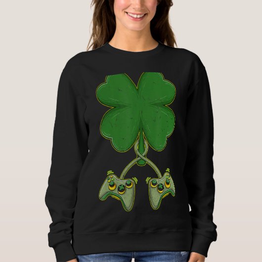 Sweatshirt Shamrock Gamer Video Game Controller St patrick D (Devant)
