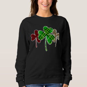 Sweatshirt Shamrock vert rouge léopard heureux St patrick