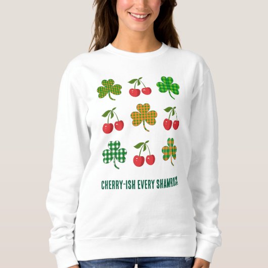 Sweatshirt SHAMROCKS ET CHERRIES Coquette Jour de la Saint Pa (Devant)