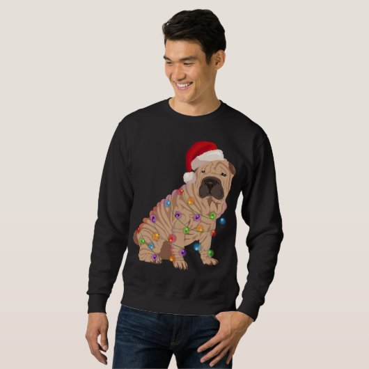 Sweatshirt Shar Pei Feux de Noël Amoureux des chiens de Noël (Devant entier)