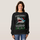 Sweatshirt Shark Christmas Lights Shark Ugly Merry Sharkmas (Devant entier)