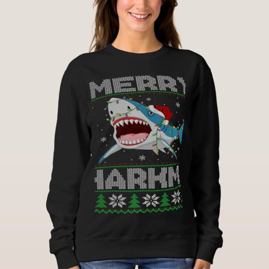 Sweatshirt Shark Christmas Lights Shark Ugly Merry Sharkmas (Devant)