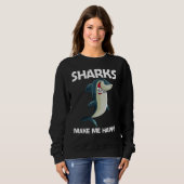 Sweatshirt Shark For Men Women White Shark 1 (Devant entier)