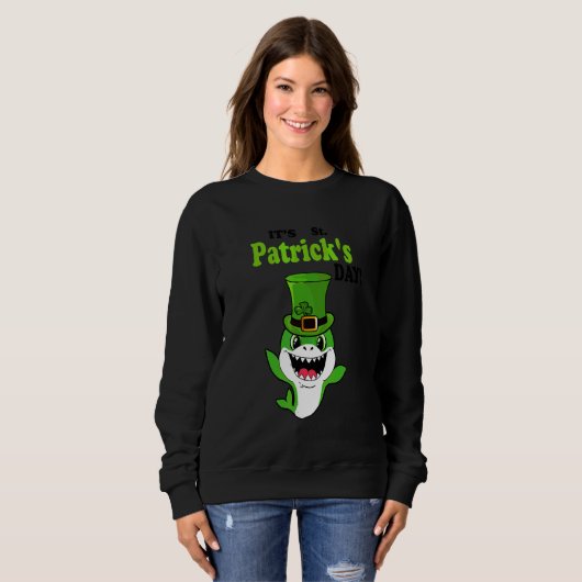 Sweatshirt Shark St Patrick's Day Funny Lucky Shark (Devant entier)