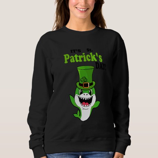Sweatshirt Shark St Patrick's Day Funny Lucky Shark (Devant)