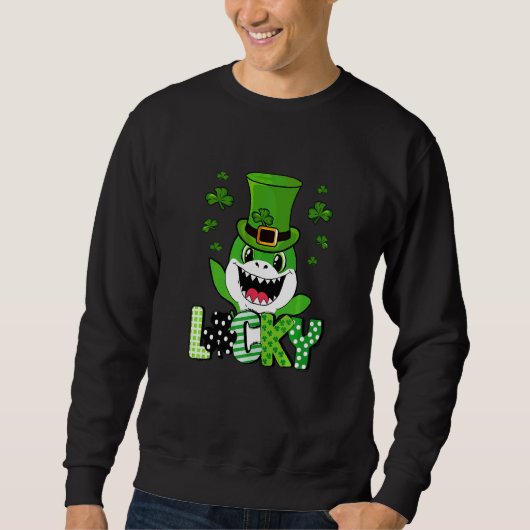 Sweatshirt Shark St Patrick's Day Funny Lucky Shark (Devant)
