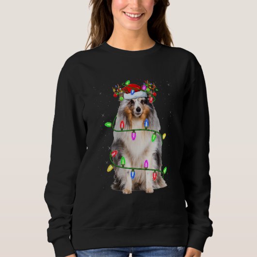 Sweatshirt Sheltie Christmas Tree Light Pajama Dog Xmas (Devant)