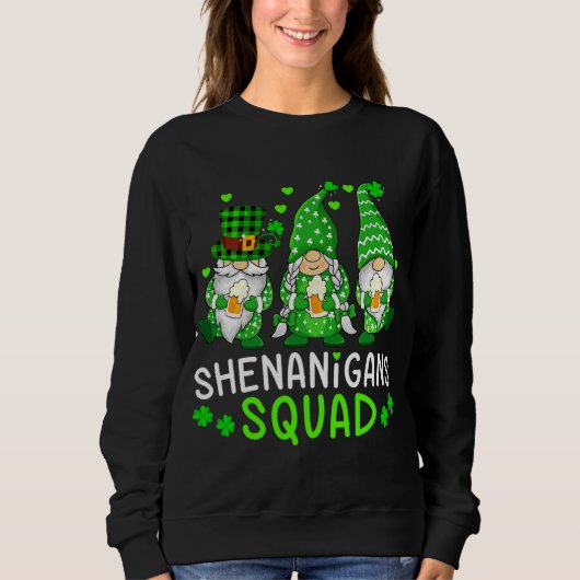 Sweatshirt Shenanigans Squad Gnomes Shamrock Bonne St Patrick (Devant)