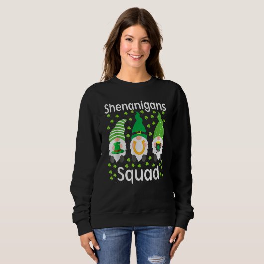 Sweatshirt Shenanigans Squad Gnomes Shamrock Happy St Patrick (Devant entier)