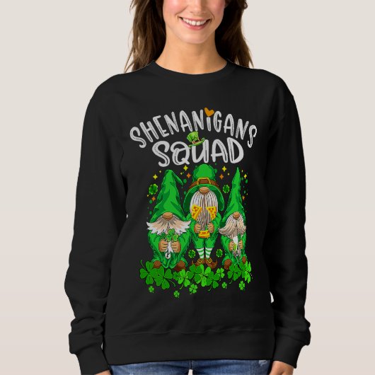 Sweatshirt Shenanigans Squad Gnomes Shamrock Happy St Patrick (Devant)