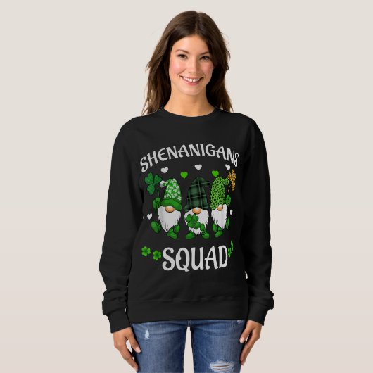 Sweatshirt Shenanigans Squad Jour de la Saint Patrick Gnomes (Devant entier)
