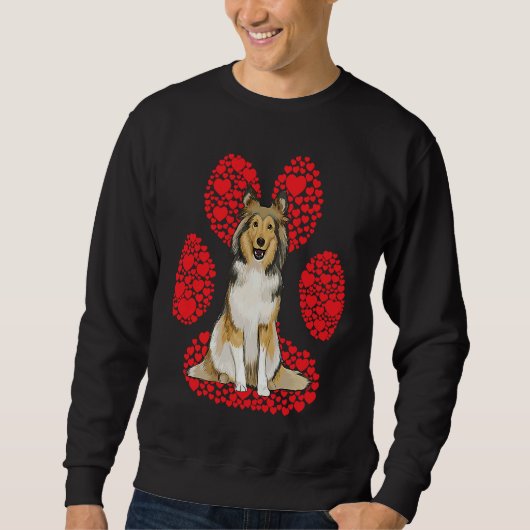 Sweatshirt Shetland Sheepdog Valentines Day Dog Love Paw (Devant)