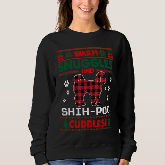 Sweatshirt Shih Poo Dog Red Buffalo Plaid Ugly Christmas Swe (Devant)