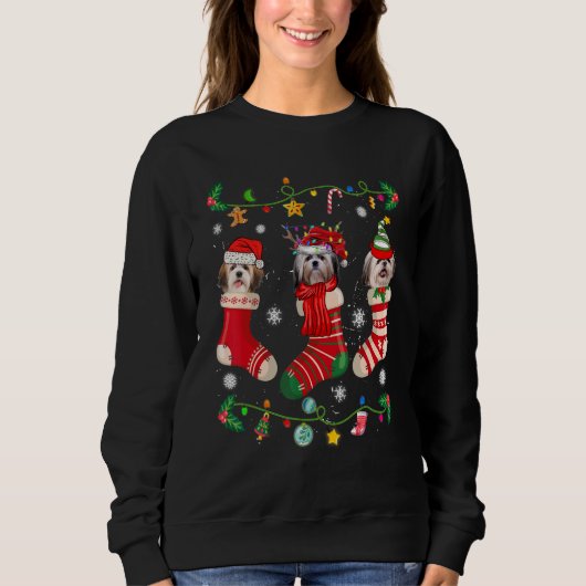 Sweatshirt Shih Tzu Christmas Socks Xmas Dog   (Devant)