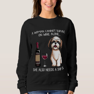 Sweatshirt Shih Tzu Et Wine Dog S'Aiment T