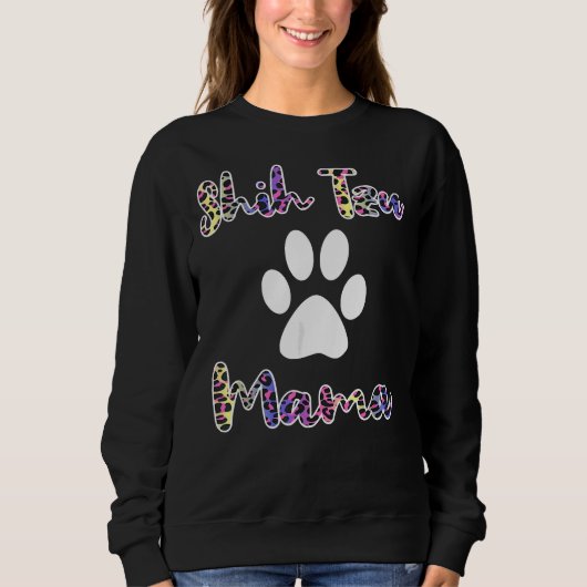 Sweatshirt Shih Tzu Mama Couleur Leopard Style Shih Tzu Maman (Devant)