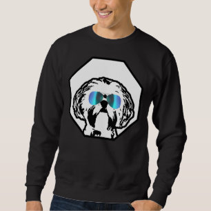 Sweatshirt Shih Tzu Portant des lunettes de soleil Aviator Co