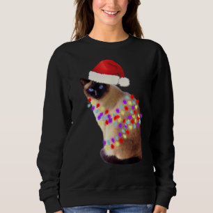Sweatshirt Siamese Chat lumières Noël Drôle Père Noël Kitten