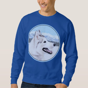Sweatshirt Sibérie Husky (argent et blanc) Peinture Chien Art