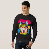 Sweatshirt Sibérie Husky Chig Pop Art (Devant entier)