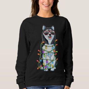 Sweatshirt Sibérie Husky Christmas Tree Lumières Père Noël Xm