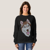 Sweatshirt Sibérie Husky Head Animal Chien de neige propriéta (Devant entier)