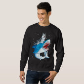 Sweatshirt Sibérie Husky Shark Jawsome Dog Space Galaxy (Devant entier)