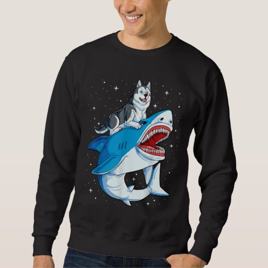 Sweatshirt Sibérie Husky Shark Jawsome Dog Space Galaxy (Devant)