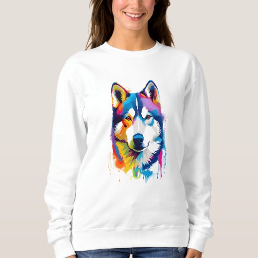 Sweatshirt Sibérien Husky Vibrant et coloré (Devant)