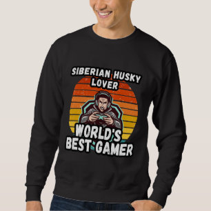 Sweatshirt Sibérien Husky World Meilleur Gamer Vintage Retro
