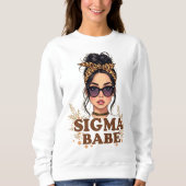 Sweatshirt Sigma Babe GenZ Leopard Messy Bun Womens Gen Z (Devant)