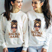 Sweatshirt Sigma Babe GenZ Leopard Messy Bun Womens Gen Z