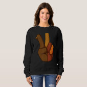 Sweatshirt Signe de paix de la main de dinde de Thanksgiving (Devant entier)