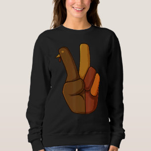 Sweatshirt Signe de paix de la main de dinde de Thanksgiving