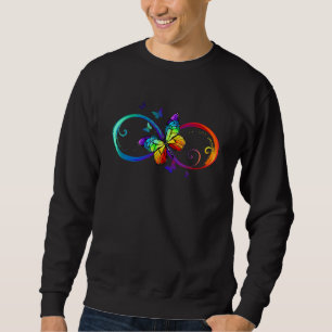 Sweatshirt Signe de symbole d'infini de arc-en-ciel de papill
