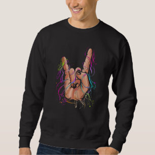 Sweatshirt Signe Des Cornes Signale Roche À Main Et Métal Lou