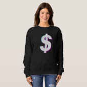 Sweatshirt Signe Dollar Vaporwave Glitch esthétique (Devant entier)