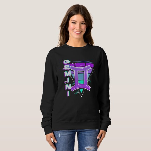 Sweatshirt Signe Gemini Zodiac Vaporwave Esthétique 80s 90s M (Devant entier)