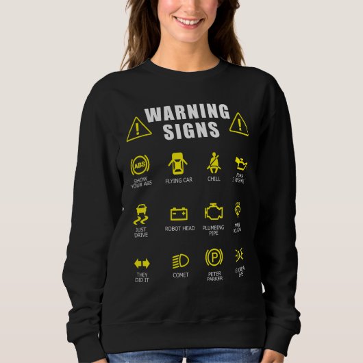 Sweatshirt Signes d'avertissement de réparation de voiture di (Devant)