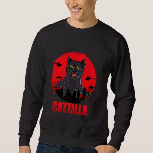 Sweatshirt Silhouette Catzilla- Funny Cats Cartoon Cool Desig (Devant)