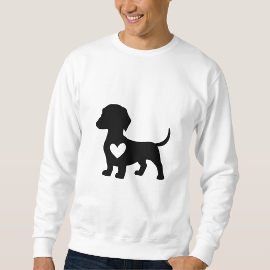 Sweatshirt Silhouette Dachshund avec coeur (Devant)